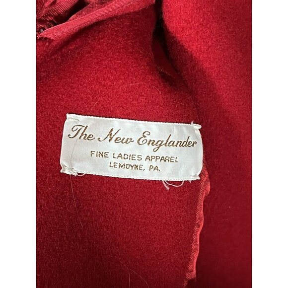 Vintage GEORGE DAVID FASHIONS 100% Wool Women’s Long Peacoat Red Lined Classic - Picture 6 of 12